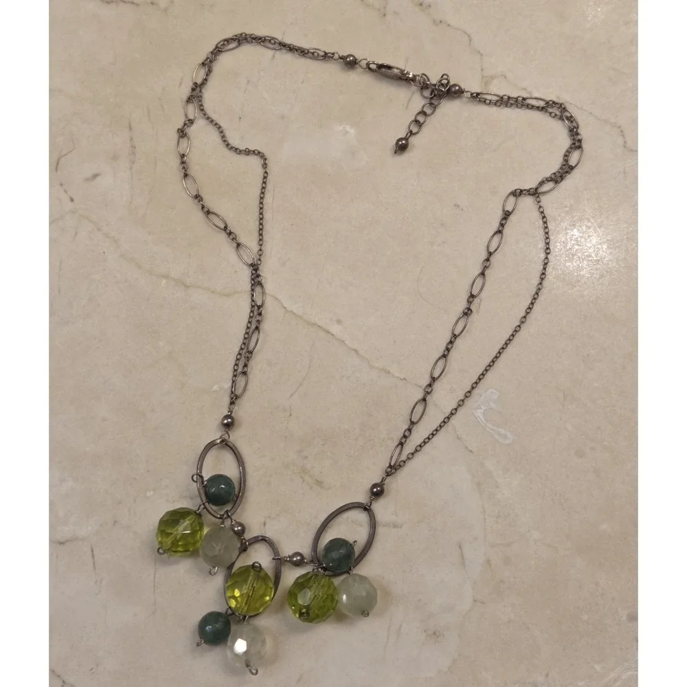 Vintage Barse Beaded Quartz Pendant 17'' - 19'' Necklace‎ & Earrings Set